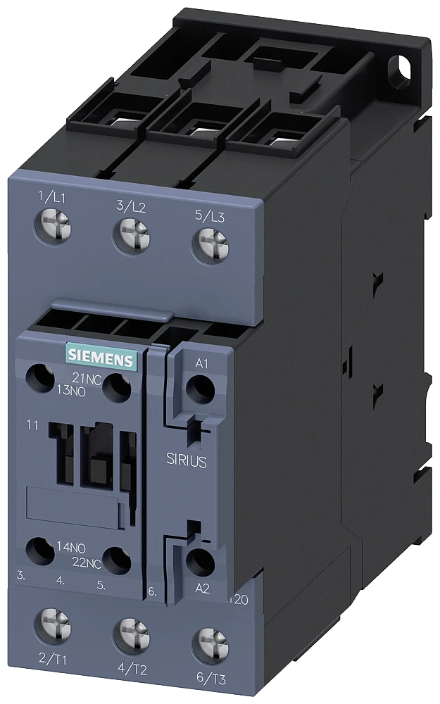 Siemens-3RT2036-1AP00  AC-3 51 A, 22 kW / 400 V 1 NA + 1 NK, 230 V AC, 50 Hz, 3 kutuplu, S2 boyutu, vidalı terminal Kontaktör