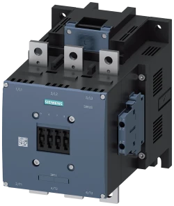 Siemens-3RT1075-6AP36  AC-3 400 A, 200 kW / 400 V AC (50-60 Hz) / DC çalışma 220-240 V AC/DC yardımcı kontaklar 2 NO + 2 NK 3 kutuplu, kasa tipi S12 bara bağlantıları sürücü: geleneksel vidalı terminal Kontaktör