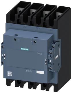 Siemens-3RT1363-6AP36  AC-1, 275 A/400 V/40 °C, S10, 4 kutuplu, 100-250 V AC/DC, 2 NO+2 NK, Bağlantı rayı/ vidalı terminal Kontaktör