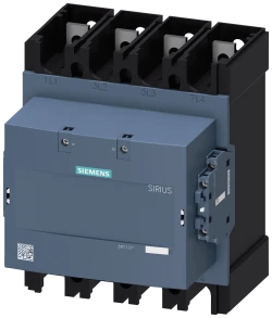 Siemens-3RT1373-6AP36  AC-1, 400 A/400 V/40 °C, S12, 4 kutuplu, 100-250 V AC/DC, 2 NO+2 NK, Bağlantı rayı/ vidalı terminal Kontaktör
