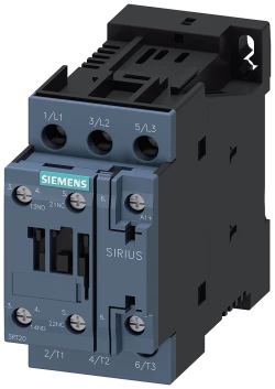 Siemens-3RT2026-1BB40  AC-3 25 A, 11 kW / 400 V 1 NA + 1 NK, 24 V DC 3 kutuplu, Boyut S0 vidalı terminal Kontaktör