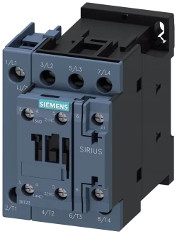 Siemens-3RT2327-1AP00  AC-1, 50 A/400 V/40 °C, S0, 4 kutuplu, 230 V AC/50 Hz, 1 NO+1 NK, vidalı terminal Kontaktör