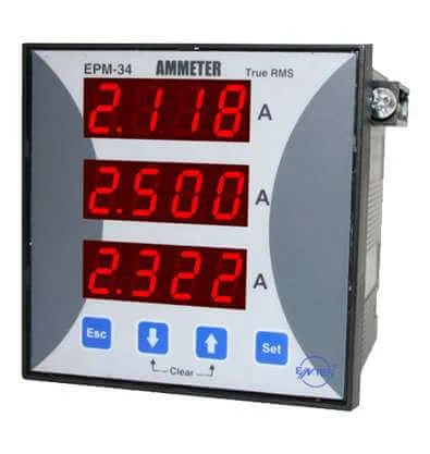 Entes EPM-34-96 Direkt Ampermetre 24-250V AC/DC-96x96mm