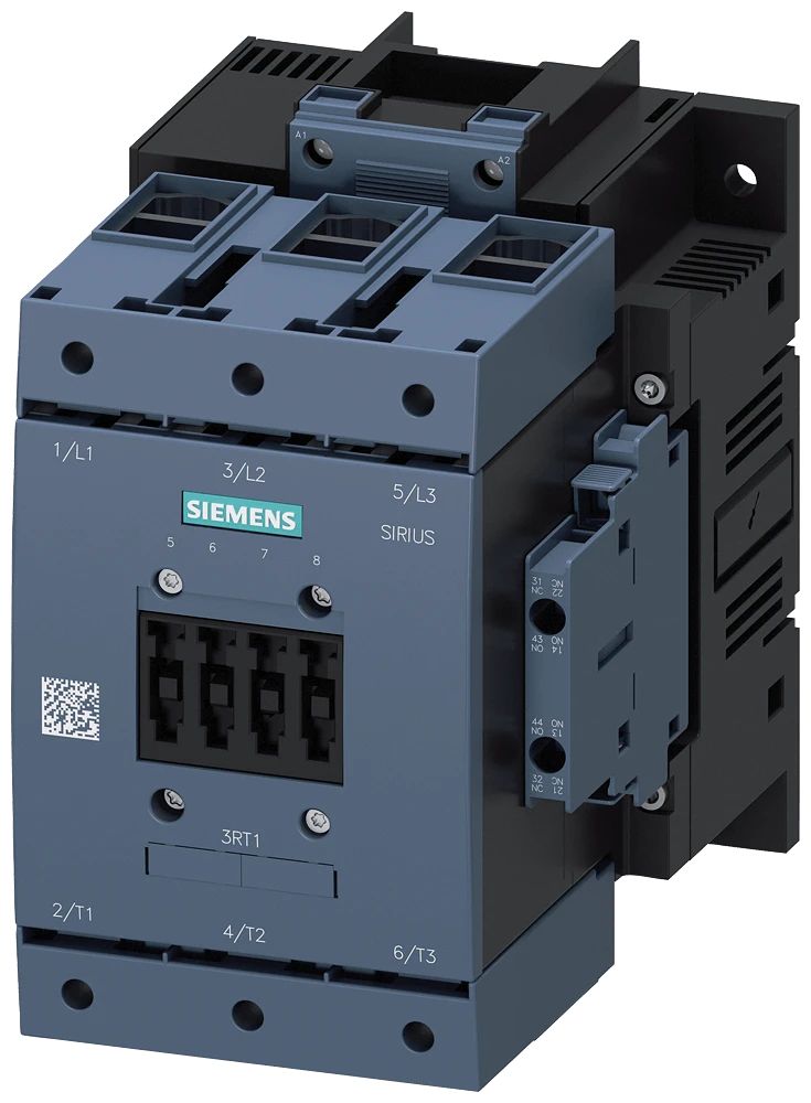 Siemens-3RT1054-1AP36  AC-3 115 A, 55 kW / 400 V AC (50-60 Hz) / DC çalışma 220-240 V AC/DC yardımcı kontaklar 2 NO + 2 NK 3 kutuplu, kasa tipi S6 kutu terminalli sürücü: geleneksel vidalı terminal Kontaktör