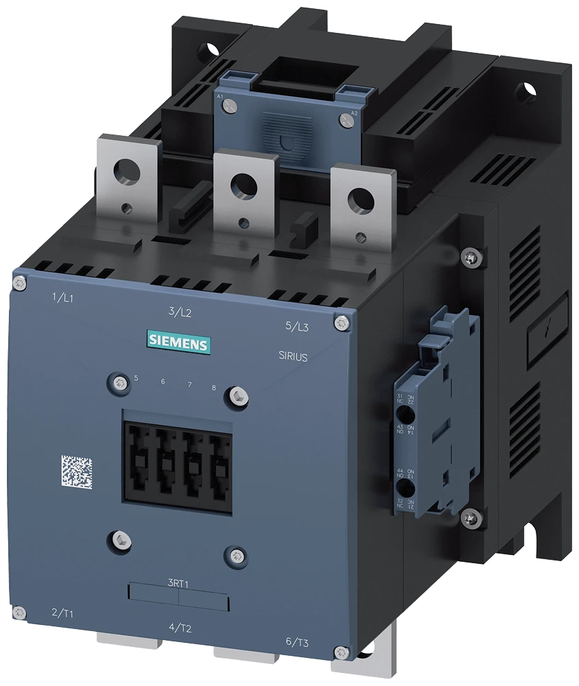 Siemens-3RT1075-6AP36  AC-3 400 A, 200 kW / 400 V AC (50-60 Hz) / DC çalışma 220-240 V AC/DC yardımcı kontaklar 2 NO + 2 NK 3 kutuplu, kasa tipi S12 bara bağlantıları sürücü: geleneksel vidalı terminal Kontaktör