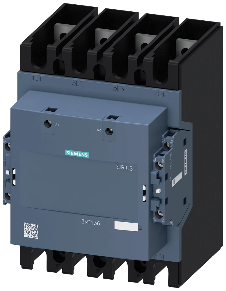 Siemens-3RT1363-6AP36  AC-1, 275 A/400 V/40 °C, S10, 4 kutuplu, 100-250 V AC/DC, 2 NO+2 NK, Bağlantı rayı/ vidalı terminal Kontaktör